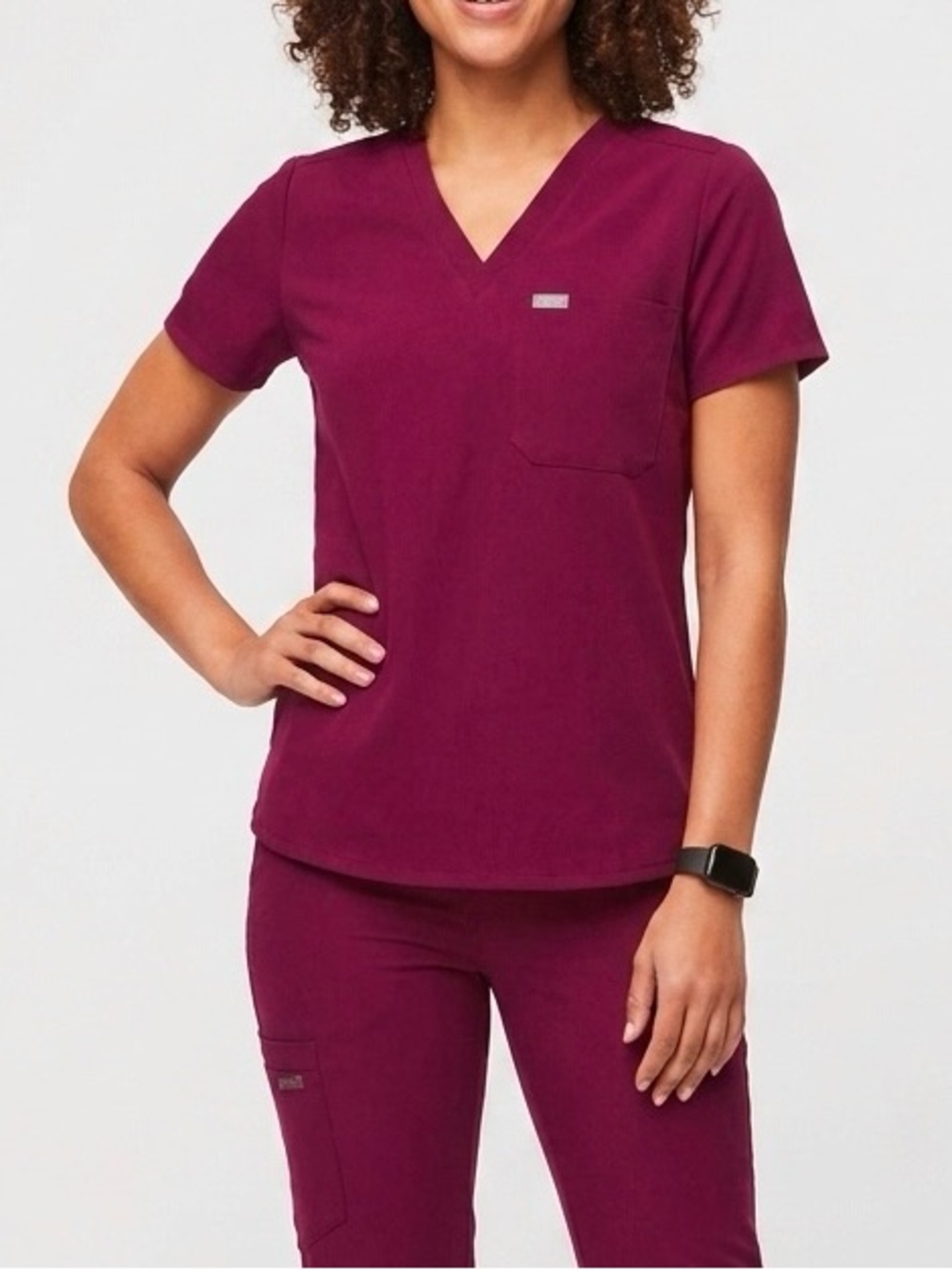 FIGS Catarina One-Pocket Scrub Tops Dark Magenta po# 2079